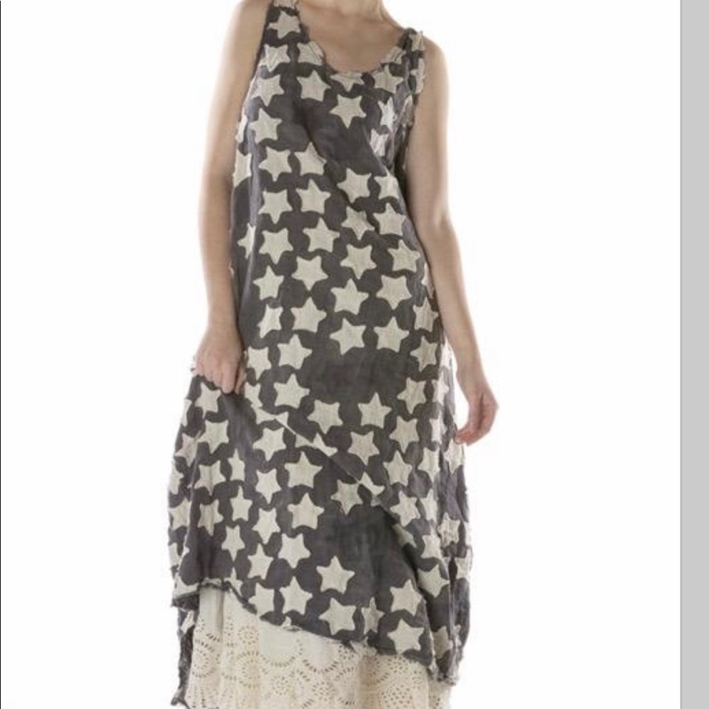 Magnolia Pearl linen star appliqué Layla dress